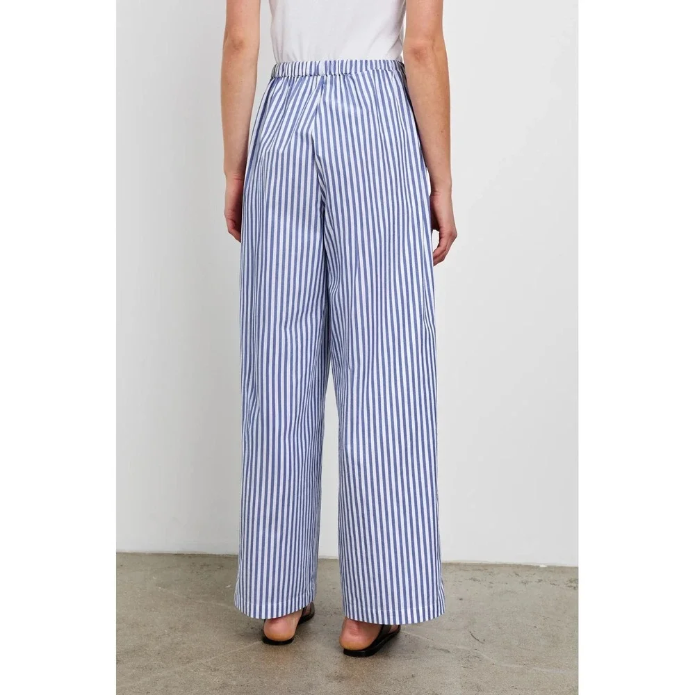 Rails Emmie Blue White 100% Cotton Wide Legs Pants M wide-leg high-rise Light